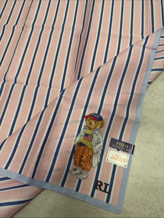 Polo Ralph Lauren Accessories - Polo by Ralph Lauren Pink and Blue Striped Bear cotton Scarf